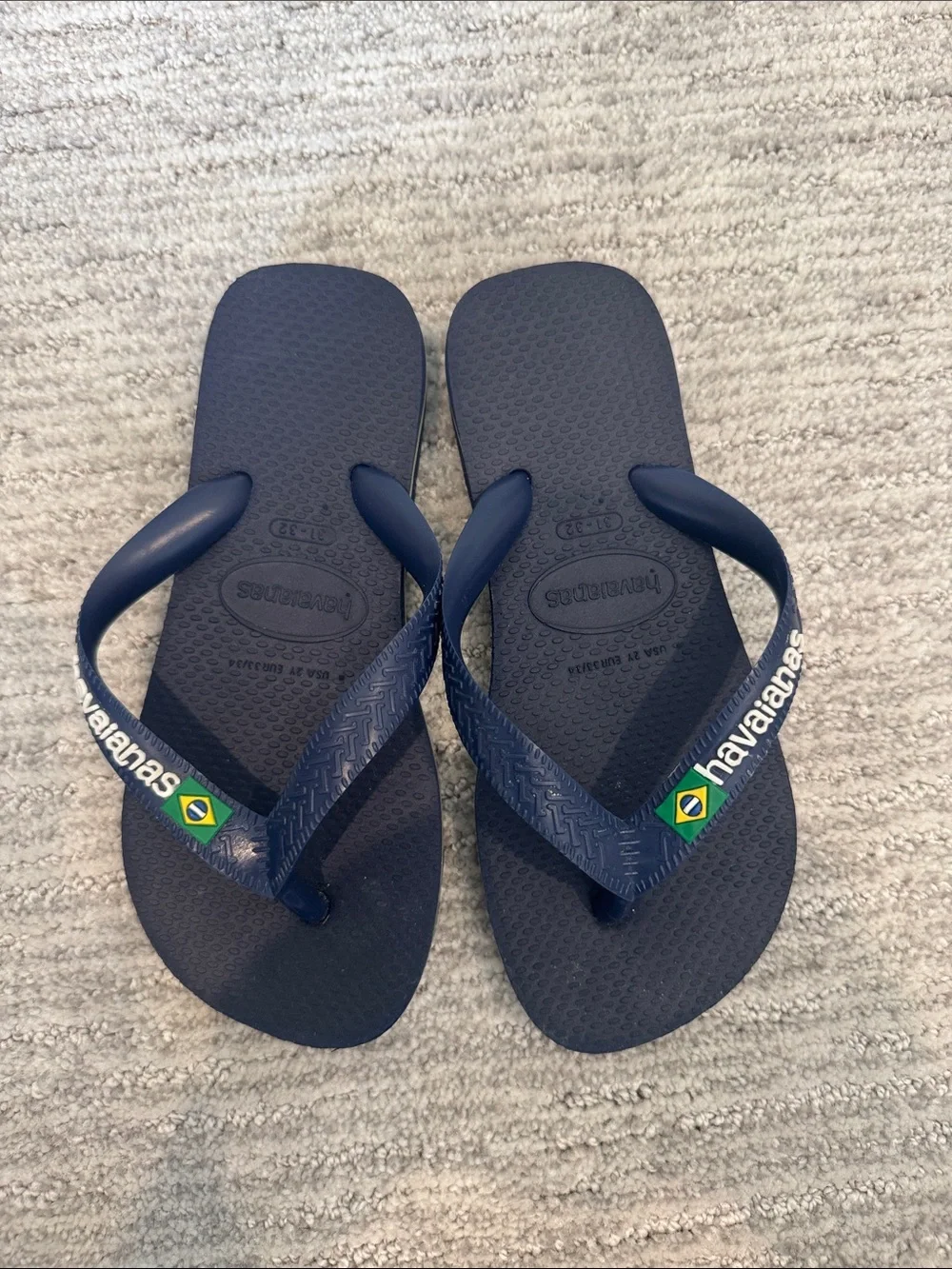 Boy’s Havaianas Navy Blue Flip Flops with Brazilian Flag Detail